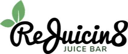 Header logo. Displays stylized text ReJuicin8. Fruit background